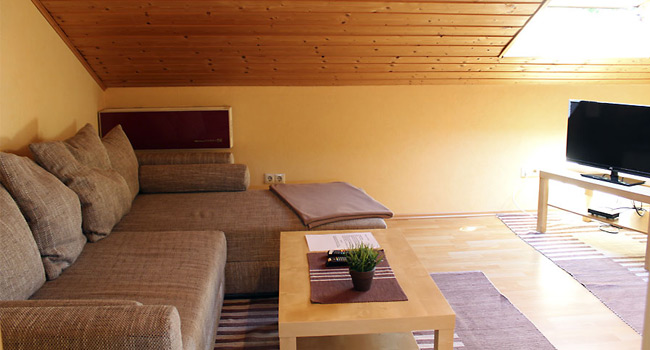 Wohnzimmer mit Flachbildschirm und Klimaanlage